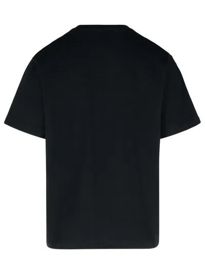 Jw Anderson Black Crewneck T-shirt With Anchor Embroidery On The Front In Cotton Man