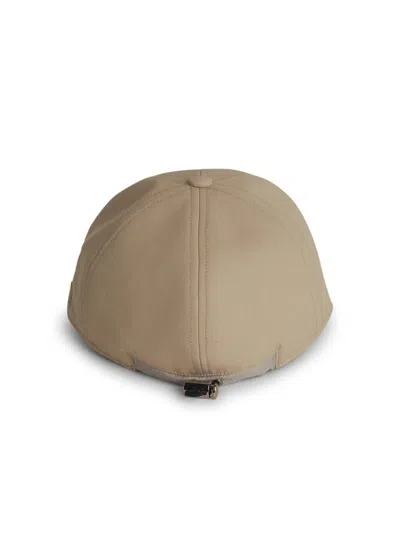 Sacai Cotton Cap With Curved Brim And Panelled Design