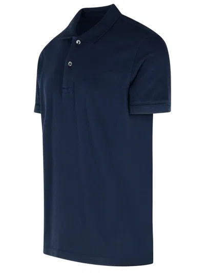 Tom Ford Black Short-sleeves Polo In Cotton Piquet Jersey Man