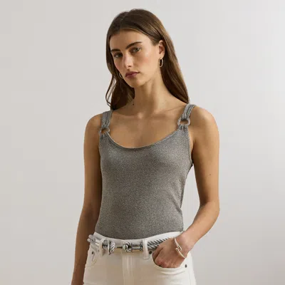 Ralph Lauren Women's Ring-trim Metallic Sweater Tank Top In Gray