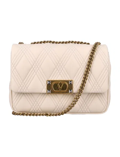 Valentino Off White Quiltied 67 Medium Shoulder Bag