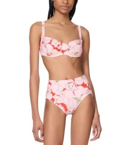 Kate Spade Women's Printed Shirred Bikini Top In Pink