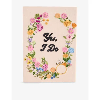 Olympia Le-tan Womens Angel Yes, I Do! Embroidered Book Cotton-blend Clutch Bag