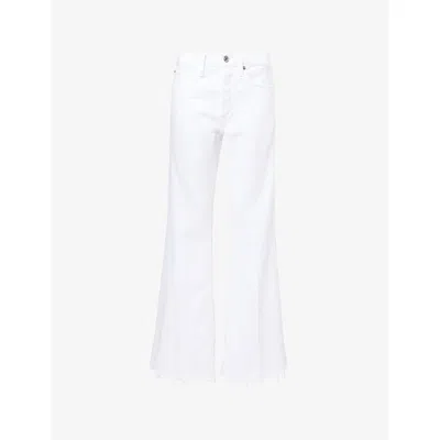 Frame Womens White Raw Fray Lax Flared-leg Mid-rise Jeans