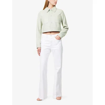 Frame Womens White Raw Fray Lax Flared-leg Mid-rise Jeans