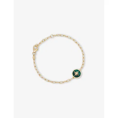 Astley Clarke Womens Polaris 18ct Yellow Gold Vermeil And Malachite Locket Bracelet