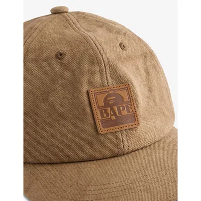 A Bathing Ape Mens Beige Bape Appliqué Adjustable Cotton-canvas Cap