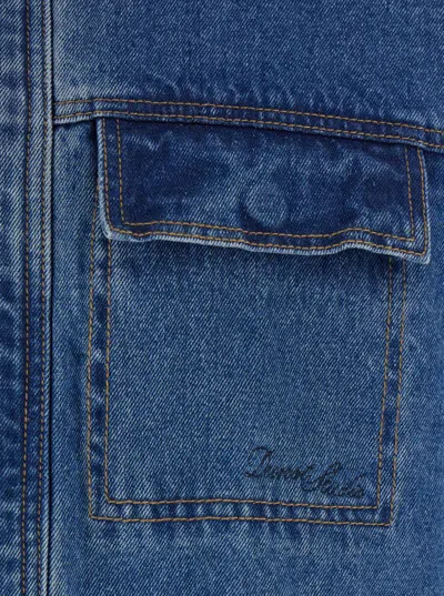 Dunst Blue Jacket With Contrast Collar And Patch Pockets On The Chest
