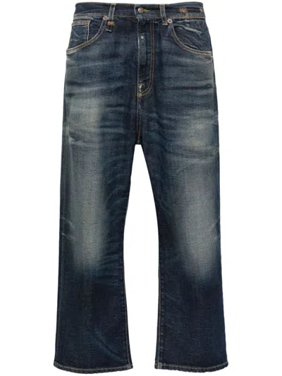 R13 Blue Stonewashed Wide-leg Jeans