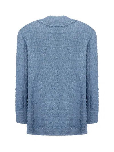Dolce & Gabbana Light Blue Single-breasted Jacket With Logo Detail On Buttons In Cotton Blend Woman