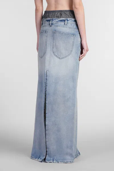 Maison Margiela Light Blue Long Skirt With Front Slit And Five Pocket Design In Denim Woman