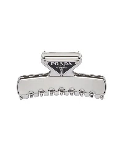 Prada Metal Hair Clip In Gold/silver