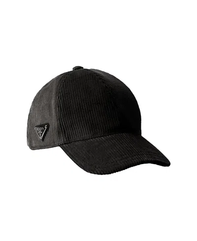 Prada Triangle Logo Washed Canvas Baseball Cap