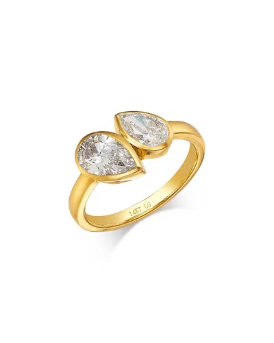 Moon & Meadow Pear Duo Bezel Set Lab Grown Diamond Ring In 14k Yellow Gold, 1.75 Ct. T. W.