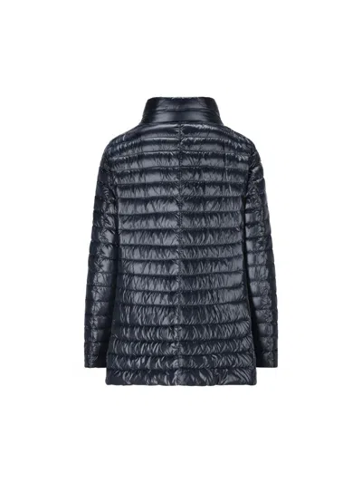 Herno Down Jacket Drawstring Detail High Collar In Blue