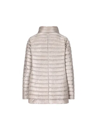 Herno Down Jacket Drawstring Detail High Collar In Blue