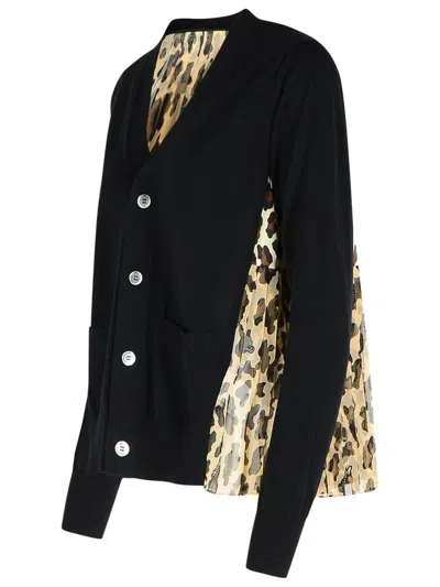 Sacai Black Cotton Blend Cardigan