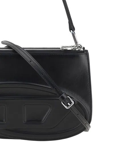Diesel Embossed Leather Shoulder Bag With Zip Closure