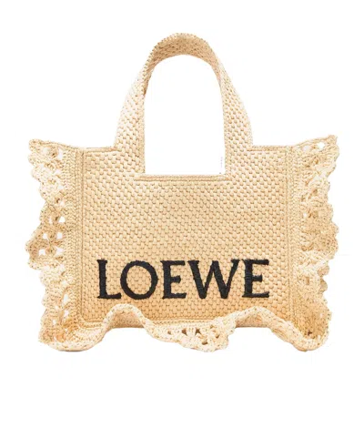 Loewe Small Font Tote Bag In Neutral