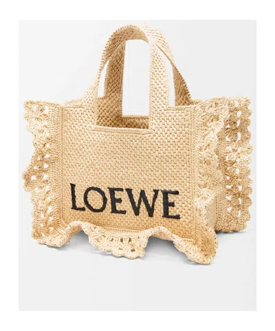 Loewe Small Font Tote Bag In Neutral