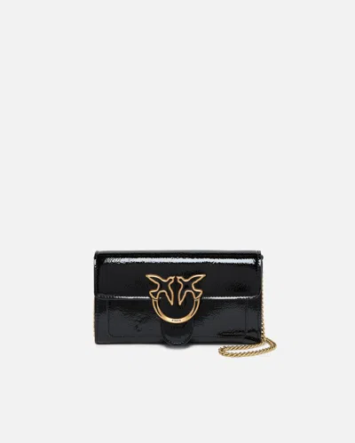 Pinko Glossy Wallet With Shoulder Strap With Bird Buckle