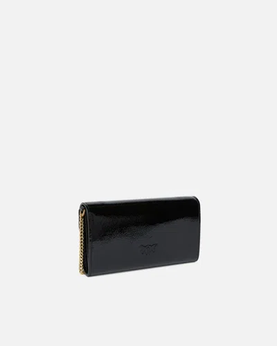 Pinko Glossy Wallet With Shoulder Strap With Bird Buckle