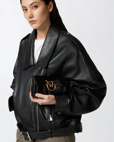 Pinko Glossy Wallet With Shoulder Strap With Bird Buckle