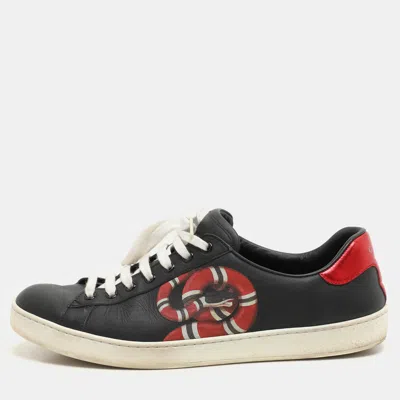 Pre-owned Gucci Multicolor Leather Kingsnake Ace Sneakers Size 42 In Black