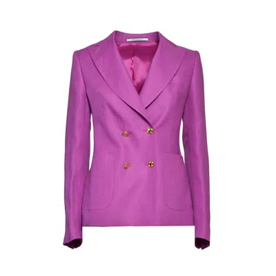 TAGLIATORE J-CORAL DOUBLE BREASTED JACKET IN PURPLE LINEN 