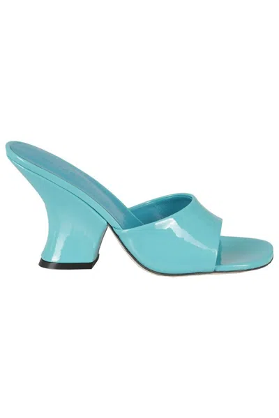 By Far Tairs Sandal In Semi-patent Turquoise Leather