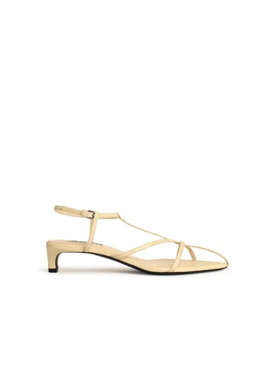 JIL SANDER IVORY LEATHER SANDALS 