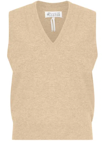 Maison Margiela Knitted Beige Wool Vest