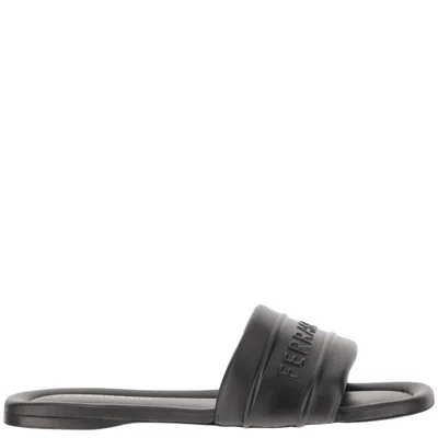 Ferragamo Leather Sandals With Logo