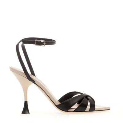 3juin 100mm Biege And Black Heel Sandal