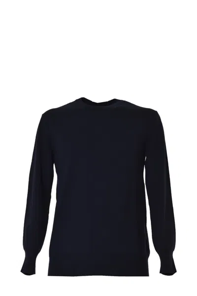 Jil Sander Blue Cotton Crewneck Sweater In Black