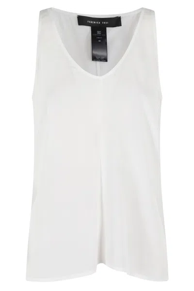 Federica Tosi White Crepe De Chine Sleeveless Top