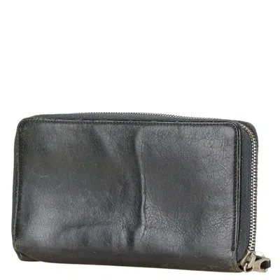 Pre-owned Balenciaga Black Leather Long Wallet (bi-fold) ()