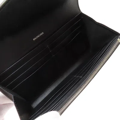 Pre-owned Balenciaga Black Leather Long Wallet (bi-fold) ()