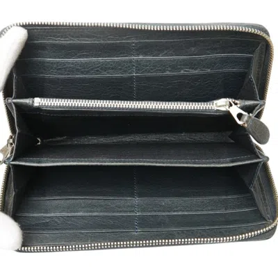 Pre-owned Balenciaga Black Leather Long Wallet (bi-fold) ()