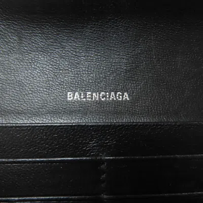Pre-owned Balenciaga Black Leather Long Wallet (bi-fold) ()