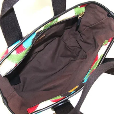 Pre-owned Bally Dark Brown Multi-color Canvas Leather Handbag Tote Bag ()