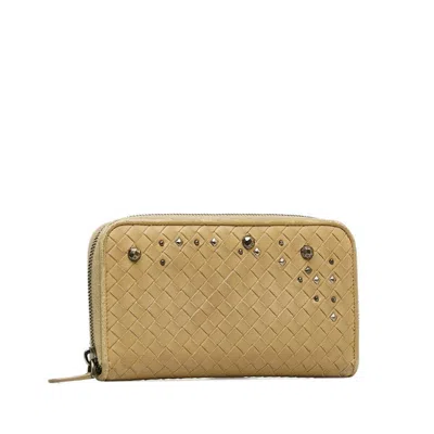 Pre-owned Bottega Veneta Beige Leather Long Wallet (bi-fold) ()