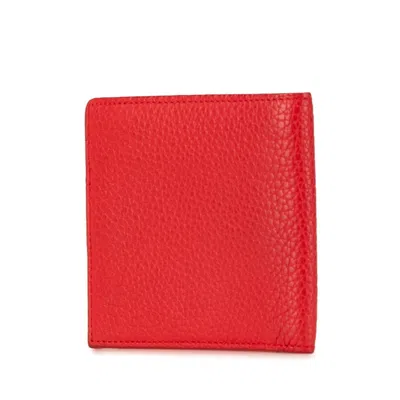 Pre-owned Bottega Veneta Red Color Leather Wallet (bi-fold) ()