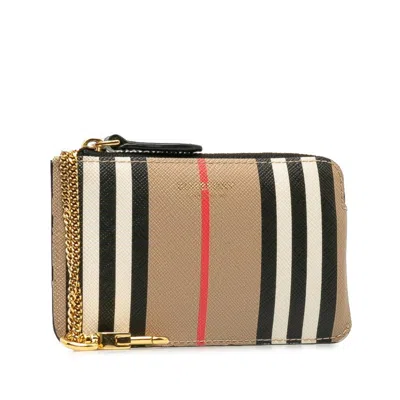 Pre-owned Burberry Beige Multi-color Pvc Leather Coin Purse/coin Case ()