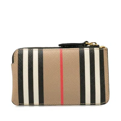 Pre-owned Burberry Beige Multi-color Pvc Leather Coin Purse/coin Case ()