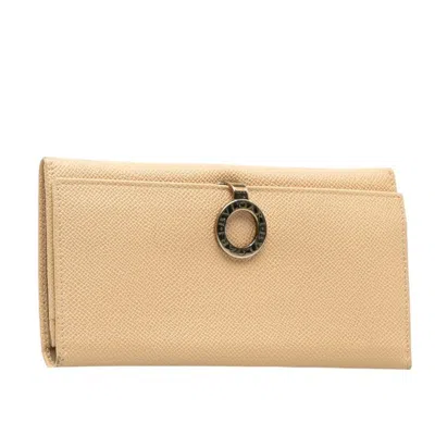 Pre-owned Bvlgari Beige Leather Long Wallet (bi-fold) ()