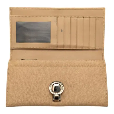 Pre-owned Bvlgari Beige Leather Long Wallet (bi-fold) ()