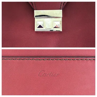 Pre-owned Cartier Bordeaux Wine Red Leather Handbag Shoulder Bag ()