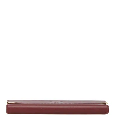 Pre-owned Cartier Wine Red Leather Long Wallet (tri-fold) ()