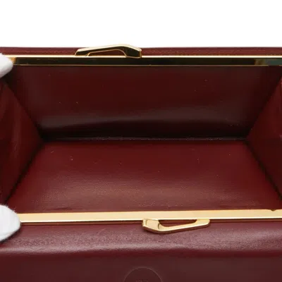 Pre-owned Cartier Wine Red Leather Long Wallet (tri-fold) ()